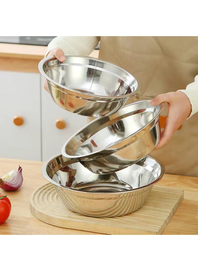 316 Stainless Steel Basin Special Thick Multi-use Soup Bowl Household Vegetable Basin Noodle Bowl Rice Bowl Soup Basin Baking Egg Bowl-Specification:316l Antibacterial Baby And Pregnancy Grade Steel -Colour:Large Three-piece Soup Set: 18+20+22cm  - Image 1