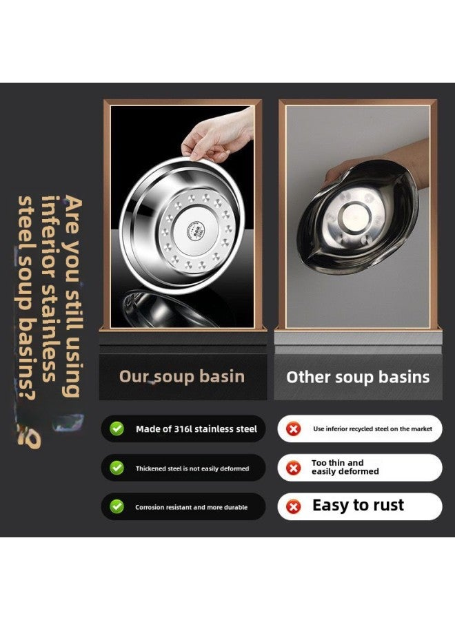 316 Stainless Steel Basin Special Thick Multi-use Soup Bowl Household Vegetable Basin Noodle Bowl Rice Bowl Soup Basin Baking Egg Bowl-Specification:316l Antibacterial Baby And Pregnancy Grade Steel -Colour:Large Three-piece Soup Set: 18+20+22cm  - Image 5