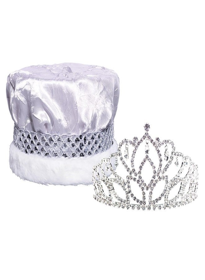 Anderson's Royal Grandeur Set - Silver Metallic King Crown and Mirabella Queen Tiara for Prom, Homecoming, School Dance, Costume, Party, Pageant, Event - Image 1