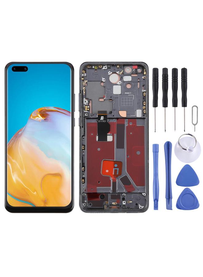 Replacement For Huawei P40 Pro TFT LCD Screen Digitizer Full Assembly with Frame, Not Supporting Fingerprint Identification Black - Image 1