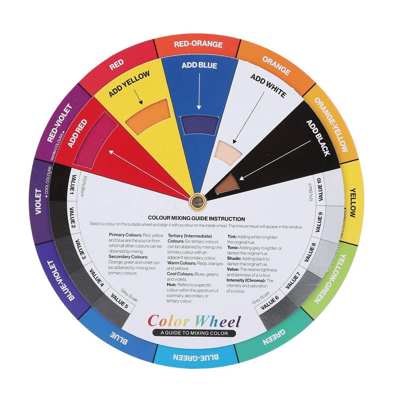 woobles 13cm Color Wheel Color Mixer Wheel Color Mixing Mixing Guide Pigment Paper Mixing Color Wheel Creative Color Chart for Painting Design - Image 1