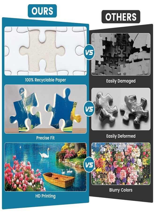 Edsjegn 300 Piece Puzzles for Adults,Vintage Lake House Jigsaw Puzzle for Adults Kids Elderly,Large Piece Tree Puzzle for Kids Age 8-10 10-12,Challenging Landscape Puzzle,Family Game Great Gift 20.5x15in - Image 4