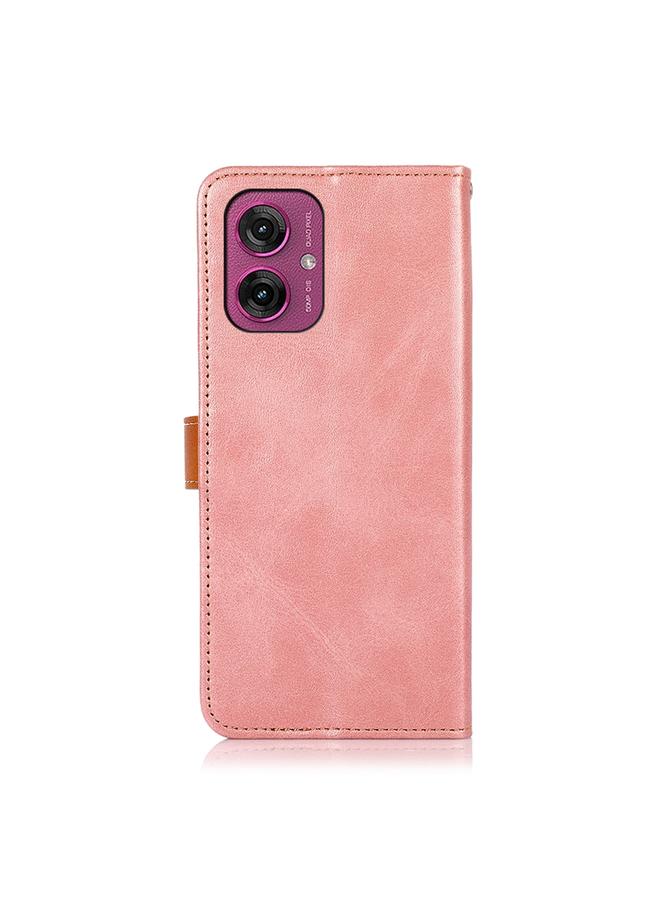 اس-توب جراب لهاتف Motorola Moto G55 5G من KHAZNEH، جراب هاتف قابل للطي من جلد البقر ثنائي اللون - Image 3