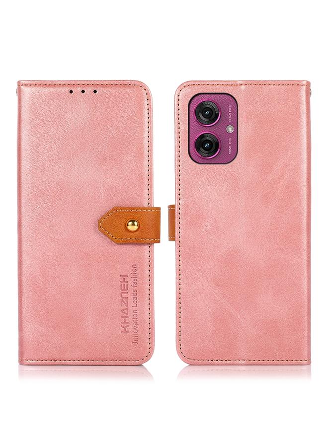 اس-توب جراب لهاتف Motorola Moto G55 5G من KHAZNEH، جراب هاتف قابل للطي من جلد البقر ثنائي اللون - Image 1