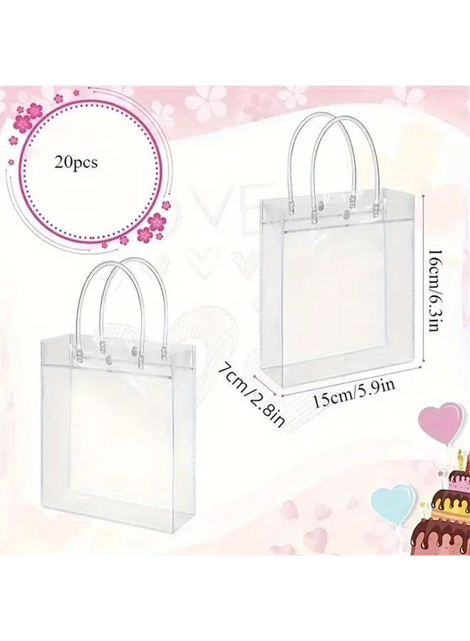 20pcs Clear PVC Gift Bags With Handles Snap Closure Reusable Tote Bags For Party Favors - Image 4