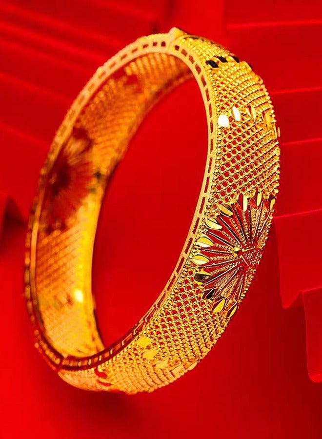 24K Gold Plated Bracelet Ornaments Women's Gold Bangles Wedding Bracelets Bridal Jewelry 1 Piece - Image 3