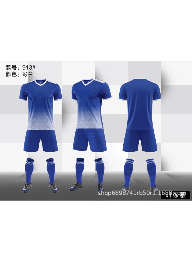 -colored Blue Short Sleeve Football Jersey - Image 1