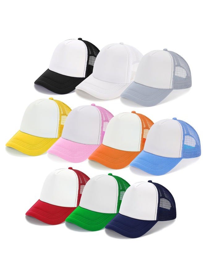 Ultrafun 10 Pack Trucker Hat Mesh Sublimation Blank Hats Adjustable Baseball Caps Hats for Men Women, Multicolor, One size - Image 1