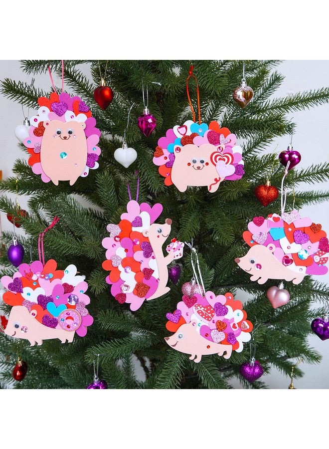 Winlyn 24 Sets Heart Hedgehog Ornaments Decorations Valentine Crafts Kits Heart Hedgehog Art Sets Heart Foam Valentine Stickers for Kids Valentine's Day Party Classroom Activities Gift Exchange - Image 2