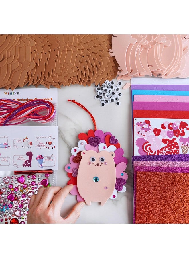 Winlyn 24 Sets Heart Hedgehog Ornaments Decorations Valentine Crafts Kits Heart Hedgehog Art Sets Heart Foam Valentine Stickers for Kids Valentine's Day Party Classroom Activities Gift Exchange - Image 5