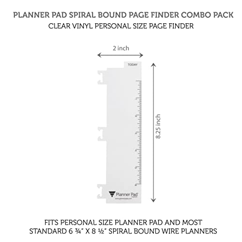 Planner Pad Spiral Bound Page Finder Combo Pack, Clear Vinyl, 2” x 8 ¼””, Fits ONLY the PERSONAL Size 6 ¾” x 8½” Planner Pad Organizer. (NOT for Use in a Seasons Style Planner) - Image 2