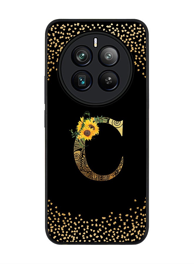 Stylizedd Rugged Black edge case for Realme 12 Pro / Realme 12 Pro Plus 5G, Custom Monogram Initial Letter Mandala Floral Pattern Alphabet-C (Black) - Image 1