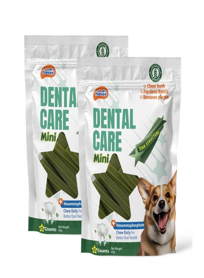 Novee Dental Care Mini Dog Treats | Star-Shaped Chews for Oral Hygiene | Hexametaphosphate for Tartar Control | Fresh Breath & Strong Teeth, 65g (Pack of 2) - Image 1