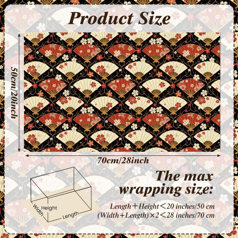 Pineraap Japanese Wrapping Paper 12 Sheets Traditional Japanese Themed Gift Wrap with Sakura, Cranes, Fans, Waves, and Temples Design Gift Packing Paper Anime Gift Wrap for Japan Lovers, 20"Ã—28" - Image 3