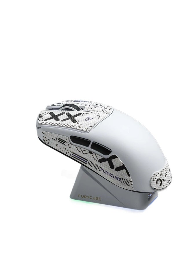 مكعب غاضب ماوس الألعاب اللاسلكي FURYCUBE G13Pro ثلاثي الأوضاع المزود بشاحن مغناطيسي، ماوس خفيف الوزن ومضاد للانزلاق، مستشعر PixArt PAW3311، 22K DPI، BT/2.4Ghz/سلكي، للكمبيوتر الشخصي/MAC (أبيض) - Image 1