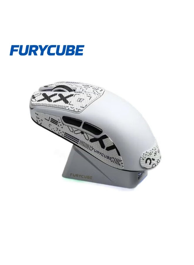 مكعب غاضب ماوس الألعاب اللاسلكي FURYCUBE G13Pro ثلاثي الأوضاع المزود بشاحن مغناطيسي، ماوس خفيف الوزن ومضاد للانزلاق، مستشعر PixArt PAW3311، 22K DPI، BT/2.4Ghz/سلكي، للكمبيوتر الشخصي/MAC (أبيض) - Image 1