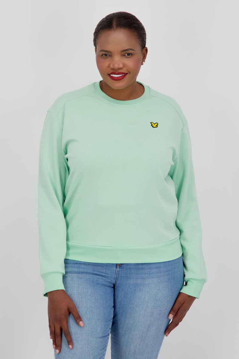 Lyle & Scott Women Crew Neck Brand Logo Long Sleeve Sweatshirts, Light Green - Image 1