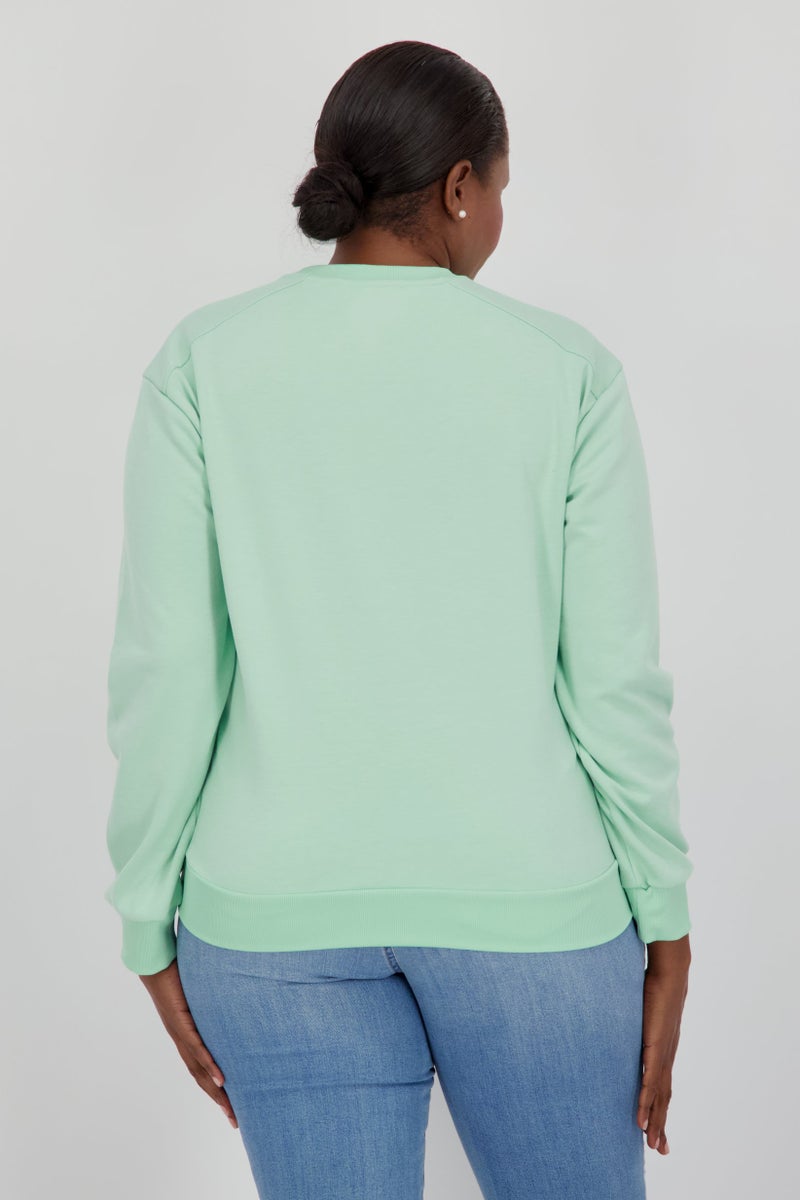 Lyle & Scott Women Crew Neck Brand Logo Long Sleeve Sweatshirts, Light Green - Image 3