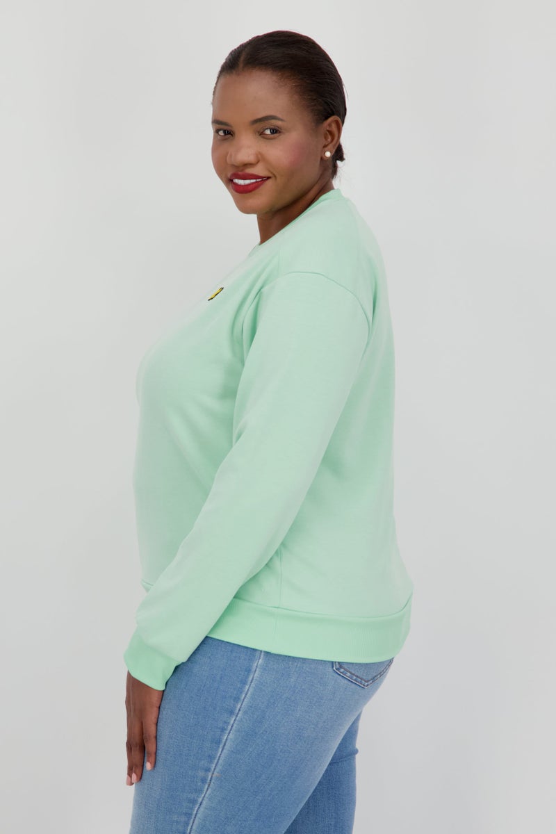 Lyle & Scott Women Crew Neck Brand Logo Long Sleeve Sweatshirts, Light Green - Image 2