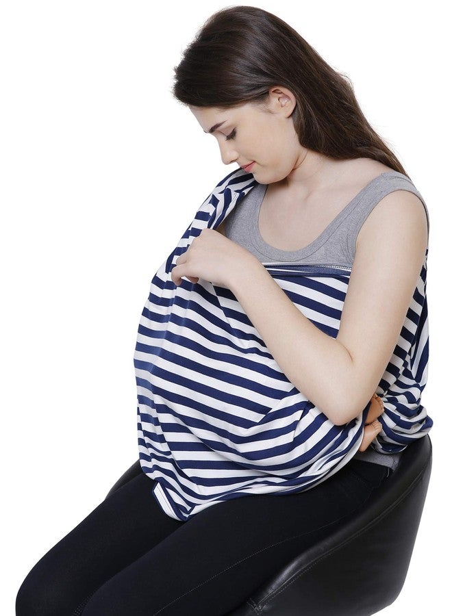 Feather Hug® 360° Premium Nursing Cover for Breastfeeding - Stretchy Feeding Apron for Mom, Real Breathable Breast Feeding Cover (Signature Blue) - Image 1