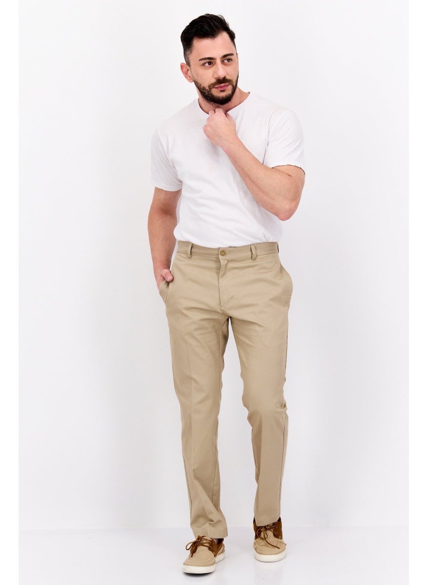 Van Heusen Men Straight Fit Solid Pant, Khaki  - Image 2