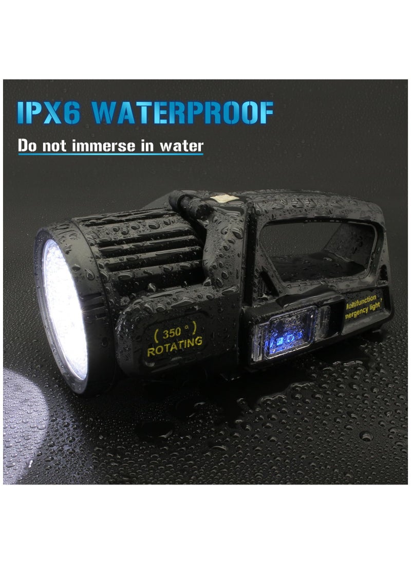 ZLH HITY 350000 Lumens Spotlight, Rechargeable Led Spotlight Flashlight with 350° Rotate Head, 9 Modes Super Bright Spot Lights Outdoor Handheld, IPX6 Waterproof Solar Flashlight for Emergencies