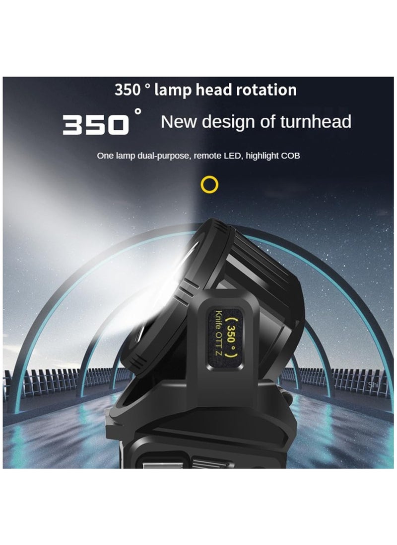 ZLH HITY مصباح كشاف ZLH HITY 350000 لومن، مصباح كشاف LED قابل لإعادة الشحن مع رأس يدور 350 درجة، 9 أوضاع إضاءة فائقة السطوع في الهواء الطلق، مصباح يدوي شمسي مقاوم للماء IPX6 لحالات الطوارئ  - Image 4