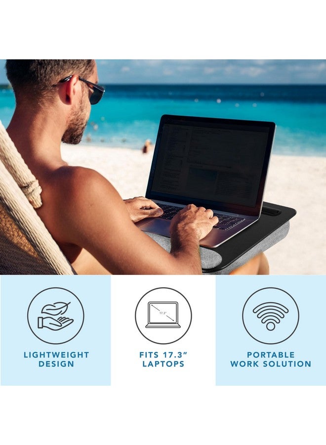 LAPGEAR Portable Laptop Lap Desk with Pillow Cushion, Anti-Slip Strip, Tablet or Phone Storage Slot, Pen and Pencil Pocket, and Wrist Rest - Black - Fits up to 15.6 Inch Laptops - Style No. 91348 - Image 2