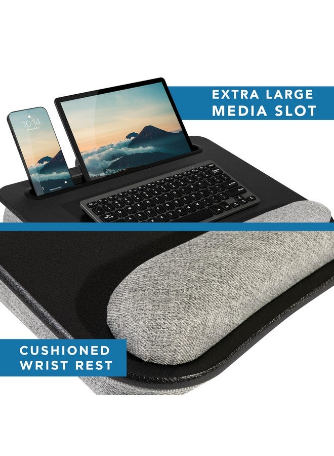 LAPGEAR Portable Laptop Lap Desk with Pillow Cushion, Anti-Slip Strip, Tablet or Phone Storage Slot, Pen and Pencil Pocket, and Wrist Rest - Black - Fits up to 15.6 Inch Laptops - Style No. 91348 - Image 4