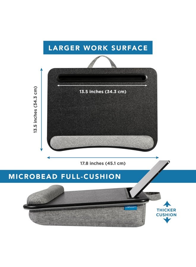 LAPGEAR Portable Laptop Lap Desk with Pillow Cushion, Anti-Slip Strip, Tablet or Phone Storage Slot, Pen and Pencil Pocket, and Wrist Rest - Black - Fits up to 15.6 Inch Laptops - Style No. 91348 - Image 5