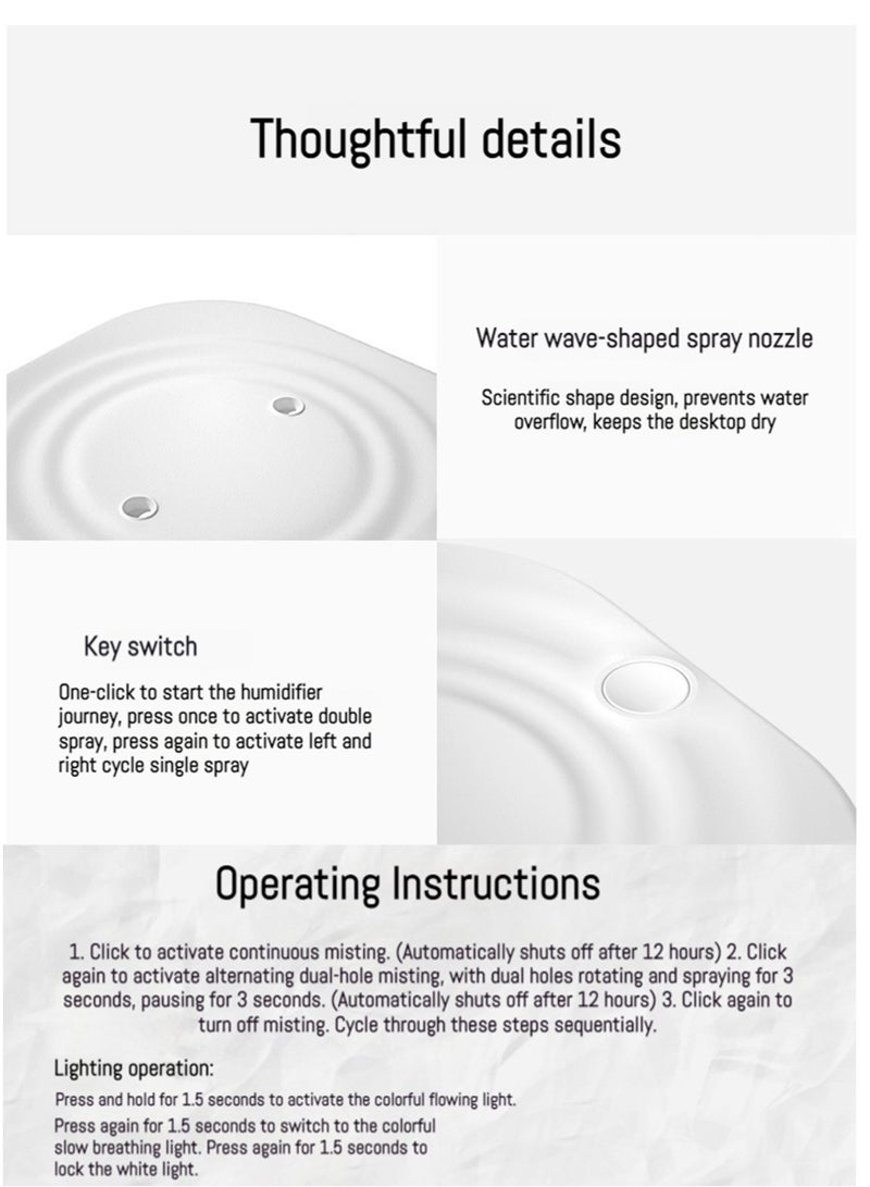 cas:pace cas:pace 2L Smart Ultrasonic Humidifier | 12 Hour Battery Life | Silent Operation | Aromatherapy Function | Auto Shut-Off | Suitable for Bedroom/Living Room/Office - Image 3