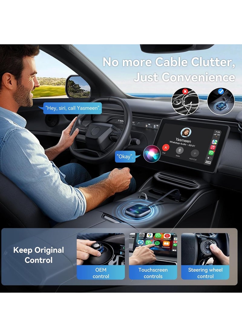 OCTOBER - محول CarPlay اللاسلكي 2024 محدث، محول 2 في 1 لاسلكي CarPlay وAndroid Auto يحول CarPlay السلكي المصنعي إلى لاسلكي، محول لاسلكي CarPlay سهل التوصيل والتشغيل، متوافق مع iPhone/Android - Image 1