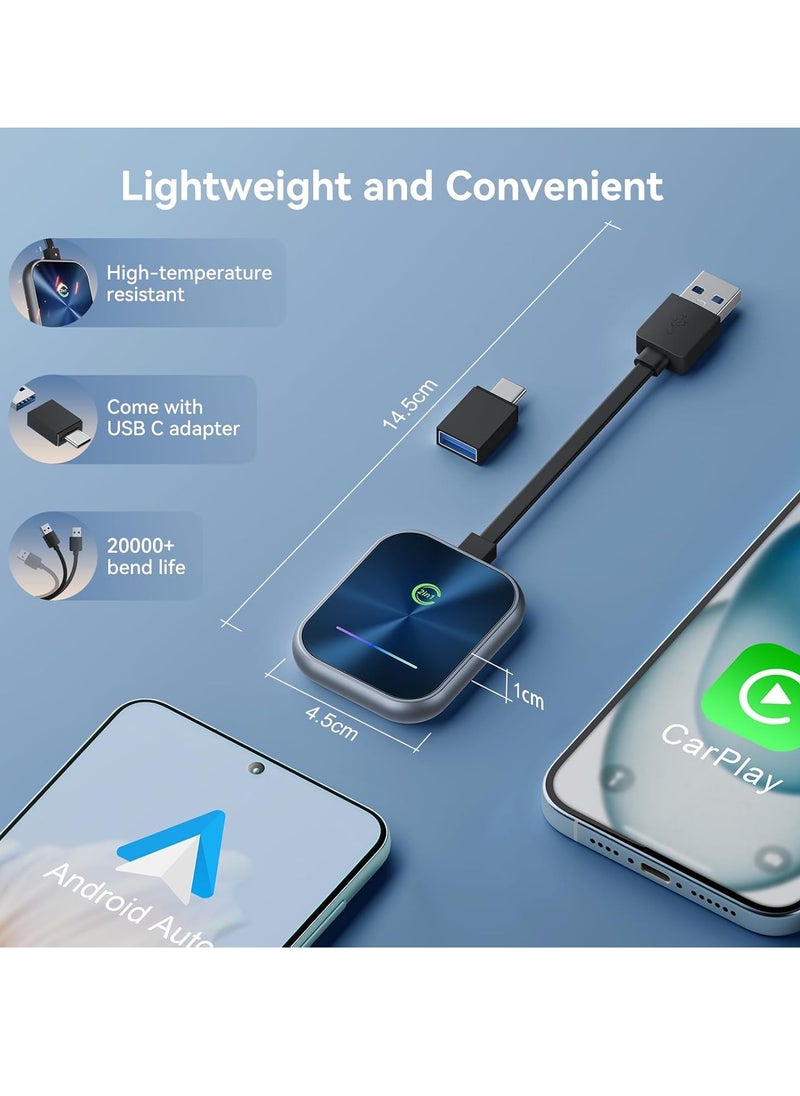 OCTOBER - محول CarPlay اللاسلكي 2024 محدث، محول 2 في 1 لاسلكي CarPlay وAndroid Auto يحول CarPlay السلكي المصنعي إلى لاسلكي، محول لاسلكي CarPlay سهل التوصيل والتشغيل، متوافق مع iPhone/Android - Image 1