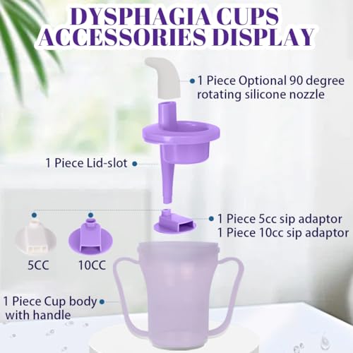 Ehucon dysphagia regulating drinking cup for elderly with difficulty swallowingwith 5cc and 10cc sip cupassistive devices liquids onlyNo thickener is Used PurpleLidBodyPack of 1 - Image 5