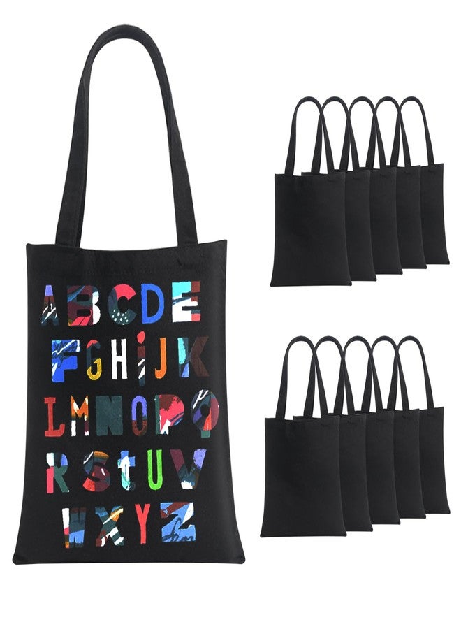 OKBA 10 Pcs Canvas Tote Bags,Reusable Grocery Shopping Blank Tote Bag with Handles and Sustainable Eco Friendly,Suitable for DIY, Advertising, Promotion, Gift, Activity - Image 1