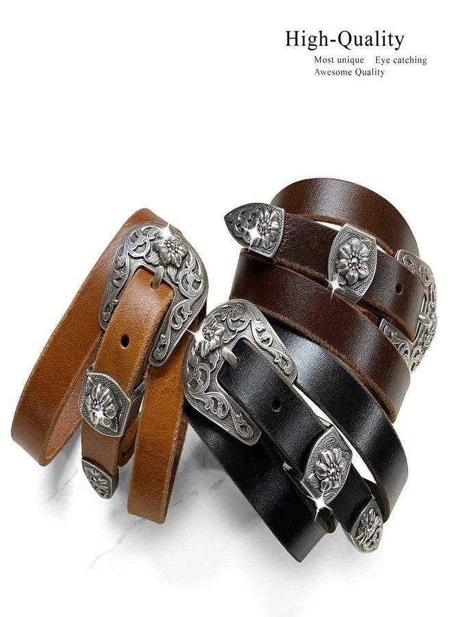 بيلتس.كوم حزام كاجوال من الجلد الطبيعي الكامل الحبيبات، مرصع بأحجار الراين الكريستالية الغربية، بنقوش زهرية عتيقة، عرضه 3/4 بوصة (19 مم) (أحمر، 44) - Image 5