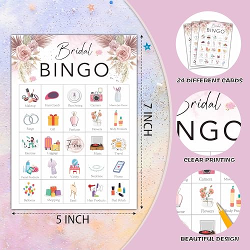 Foosproea Bridal Bingo Cards, Boho Bridal Shower Game for 24 Players, Wedding Shower/Bachelorette Party Games for Family Friends Activities, Holiday Party Favors Supplies Decorations(35) - Image 2