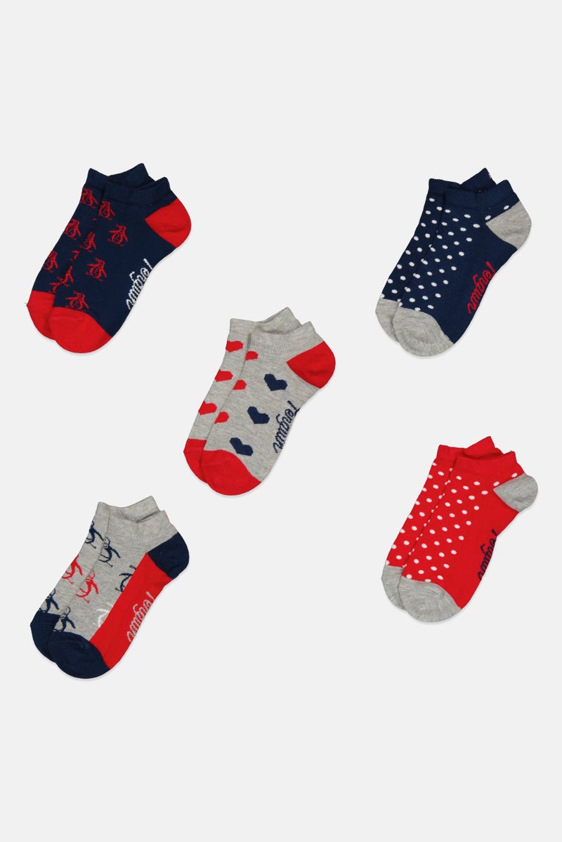 Original Penguin Kids Girl 5 Pairs Graphic Print Socks, Multicolor - Image 3