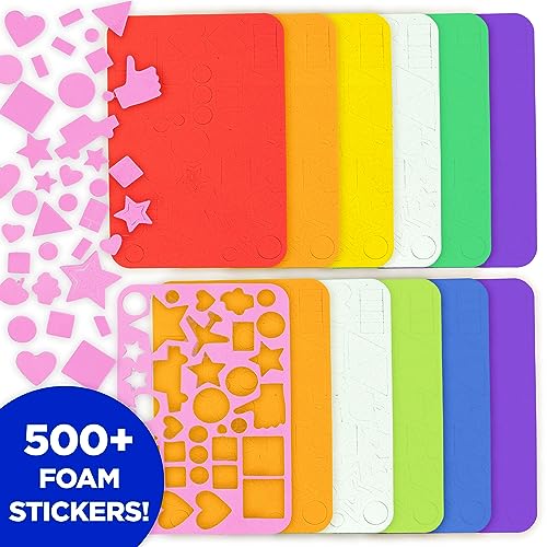 Horizon Group USA DIY Foam Picture Frame Craft Kit, 12-Pack of 4x6-Inch Colorful Picture Frames with 500+ Punch Out Stickers & Easels, Back to School Arts & Craft Activity, Perfect for Projects - Image 5