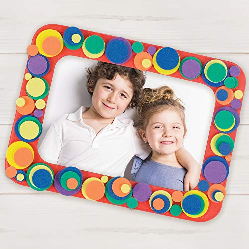 Horizon Group USA DIY Foam Picture Frame Craft Kit, 12-Pack of 4x6-Inch Colorful Picture Frames with 500+ Punch Out Stickers & Easels, Back to School Arts & Craft Activity, Perfect for Projects - Image 2
