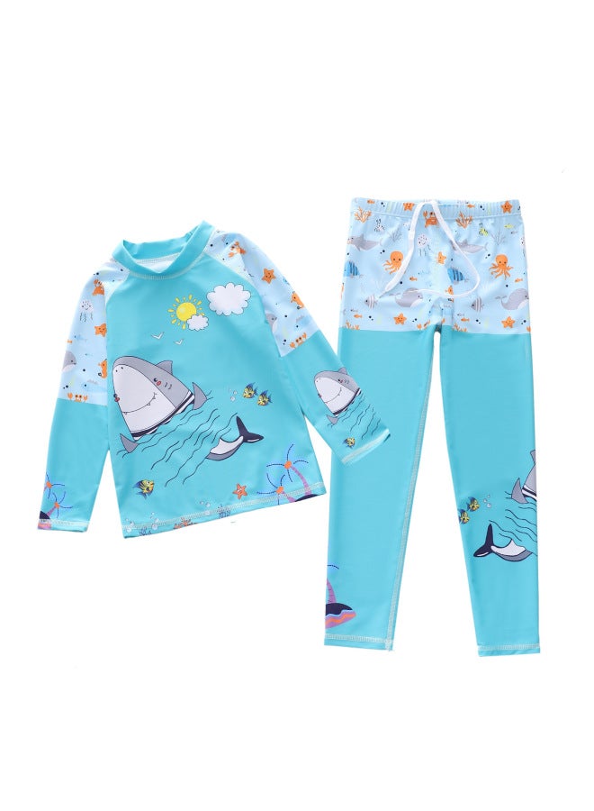 New Children's Swimwear, Boys' One-piece Long-sleeve Swim Cap And Pants, 2 Surfing Swimsuits, Small/medium/large Boys' Swimming Suit