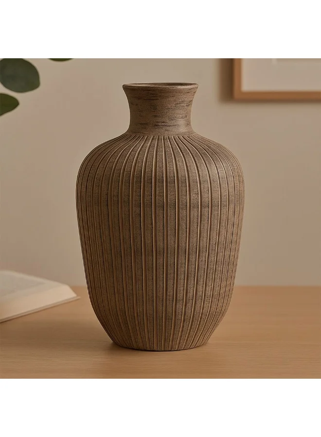 DANUBE HOME Euphoria Terracotta Trumpet Vase Antique Brown 25.7x25.7x36cm Home Decor  Vase