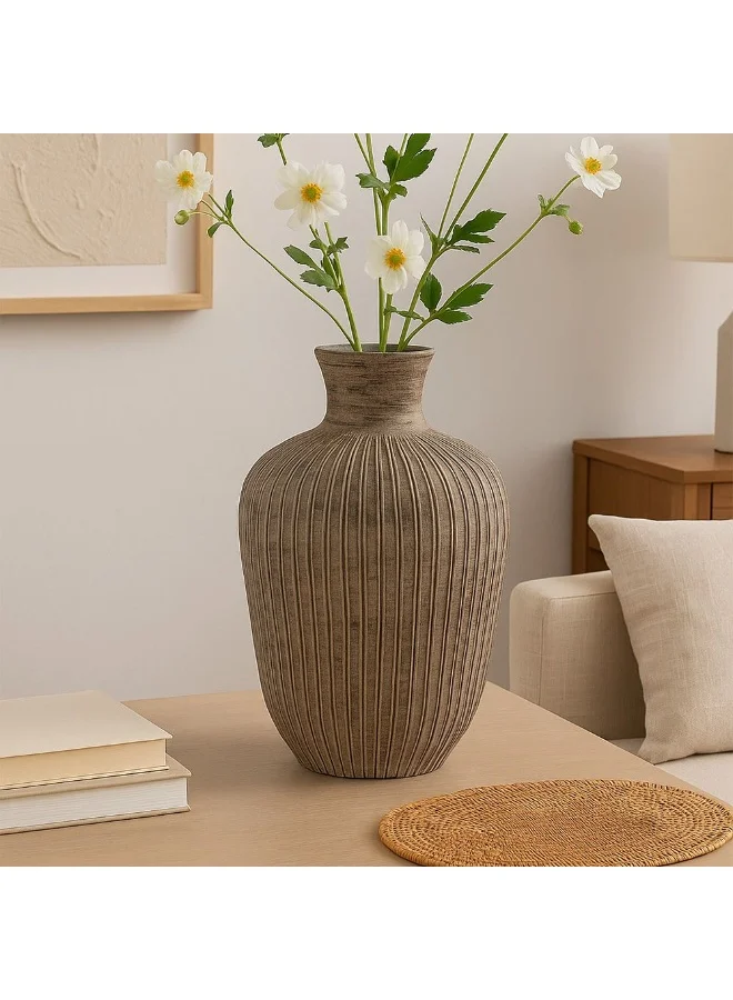 DANUBE HOME Euphoria Terracotta Trumpet Vase Antique Brown 25.7x25.7x36cm Home Decor  Vase
