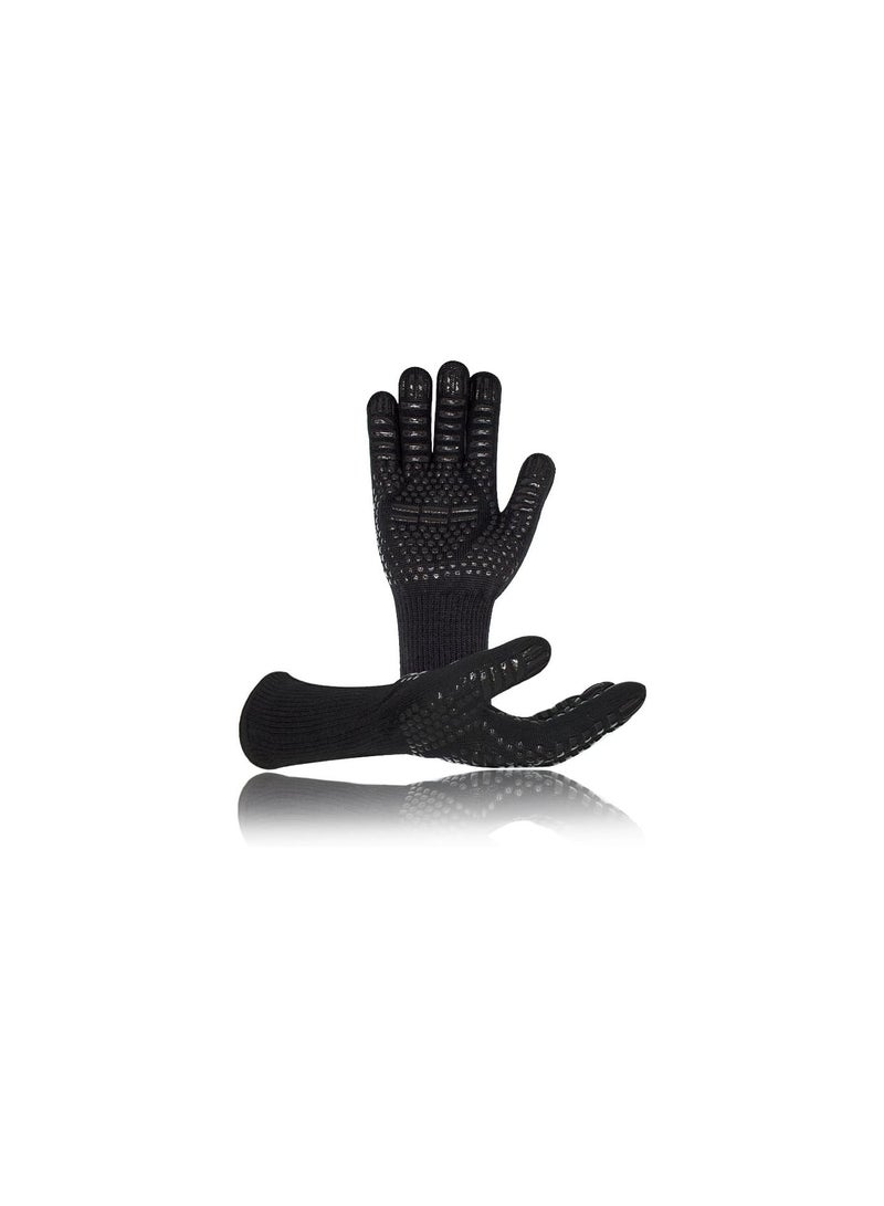 GGOOT BBQ gloves,  Grill Gloves Barbecue Heat Resistant Kevlar Fireplace Gloves up to 500 °C Resistant Silicone Oven for Barbecue Kitchen Microwave.  - Image 1