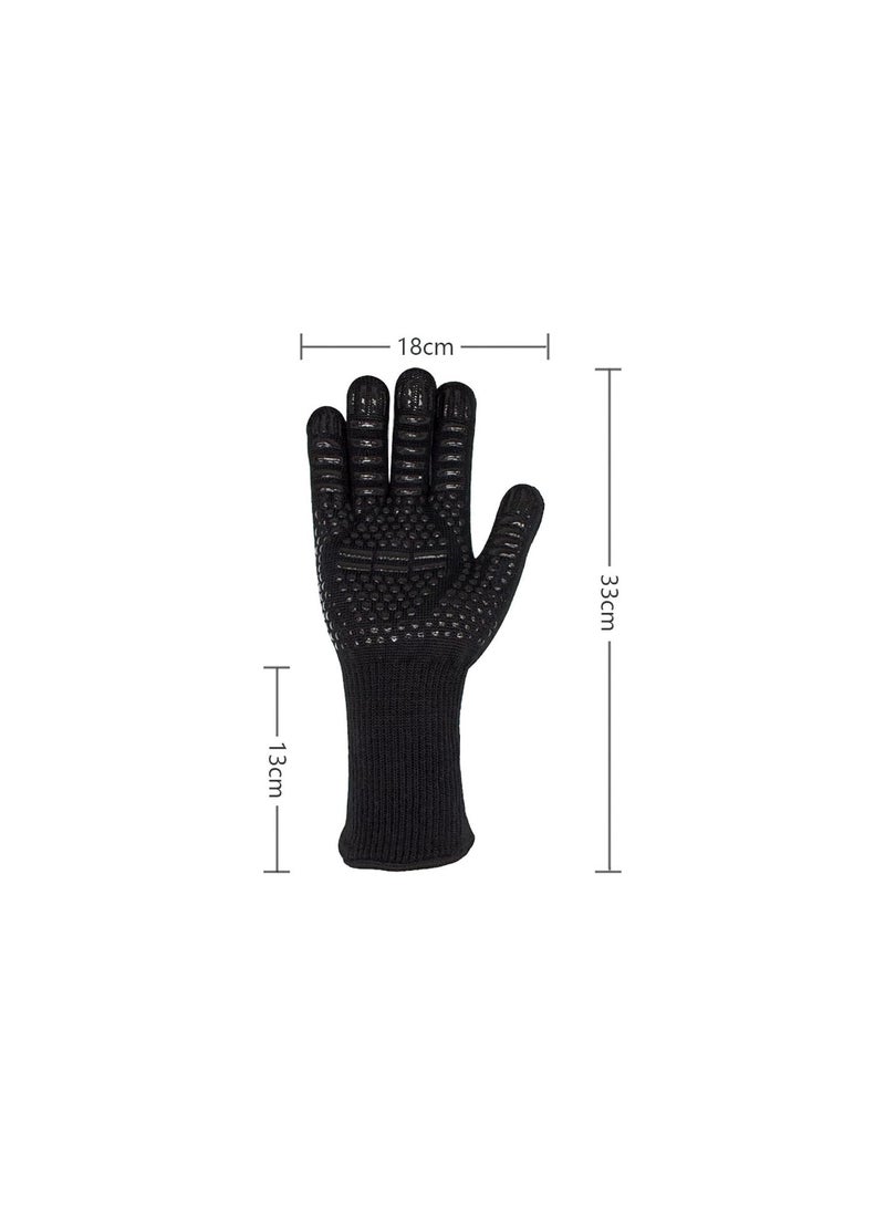 GGOOT BBQ gloves,  Grill Gloves Barbecue Heat Resistant Kevlar Fireplace Gloves up to 500 °C Resistant Silicone Oven for Barbecue Kitchen Microwave.  - Image 2