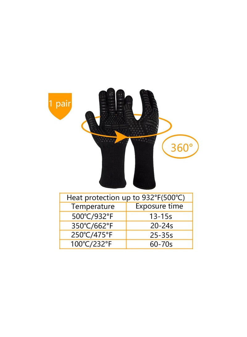 GGOOT BBQ gloves,  Grill Gloves Barbecue Heat Resistant Kevlar Fireplace Gloves up to 500 °C Resistant Silicone Oven for Barbecue Kitchen Microwave.  - Image 4