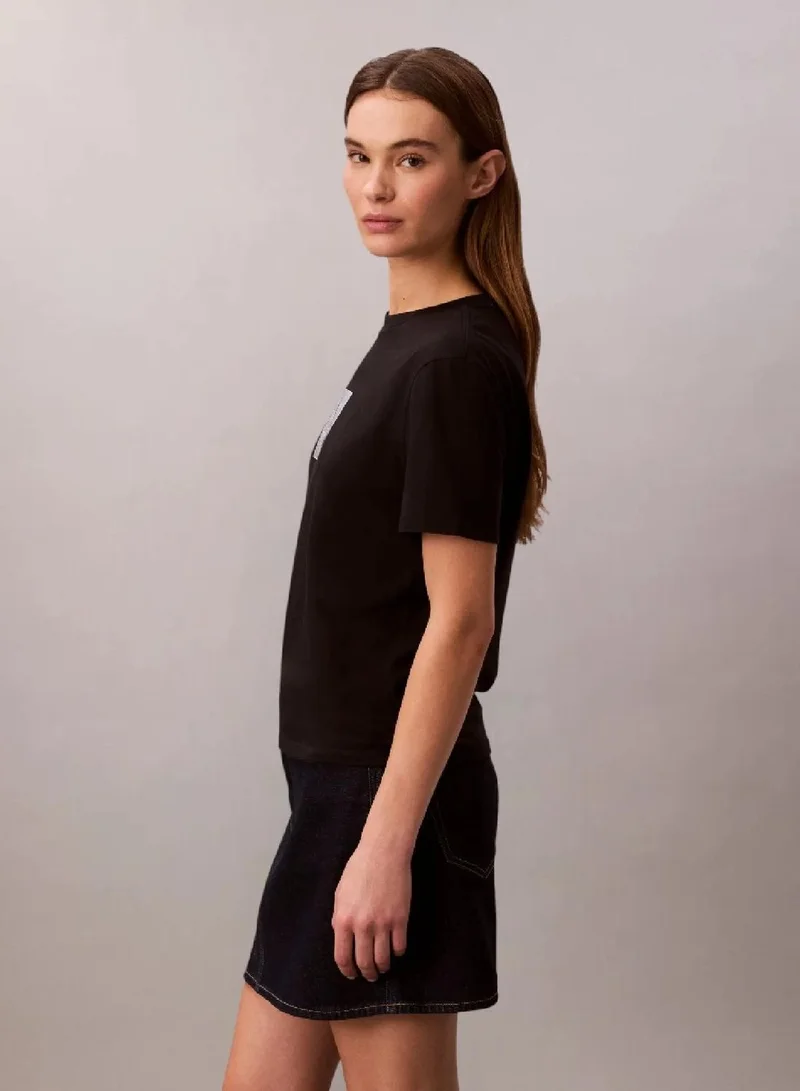 Calvin Klein Black Monogram Graphic T-Shirt for Women | Best Price UAE