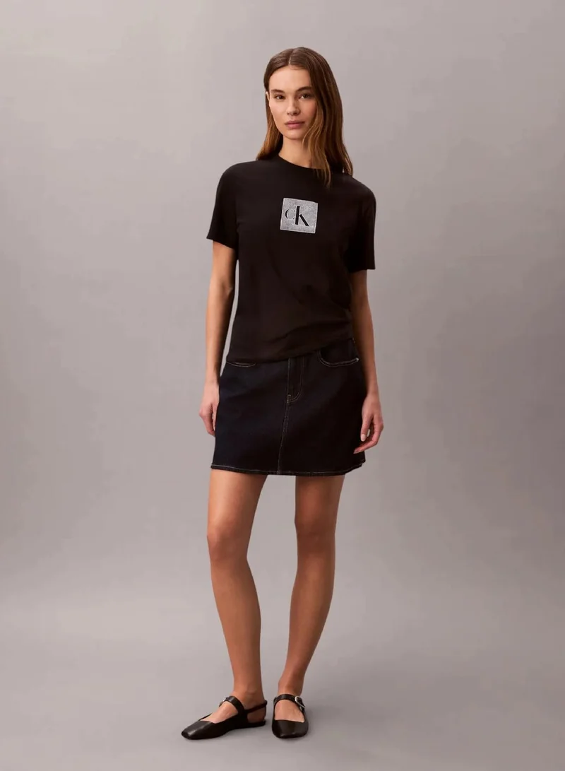 Calvin Klein Black Monogram Graphic T-Shirt for Women | Best Price UAE