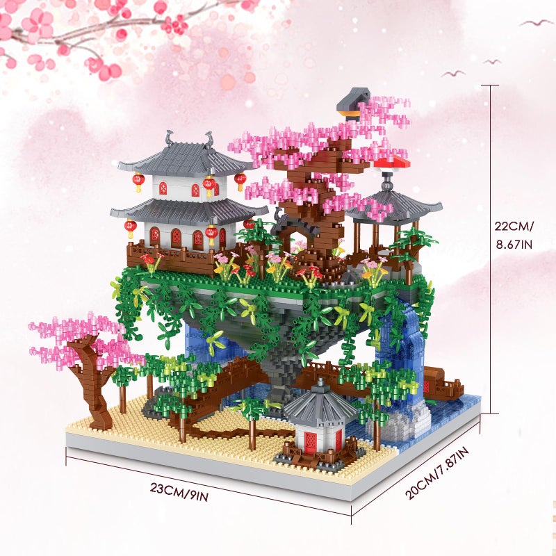 Kitoyz Cherry Blossom Bonsai Tree Building Set, Chinese Architecture of Peach Blossom Micro Mini Building Blocks Set, Japanese Sakura Tree House Building Kit, for Kids Adults (3220 PCS) - Image 2