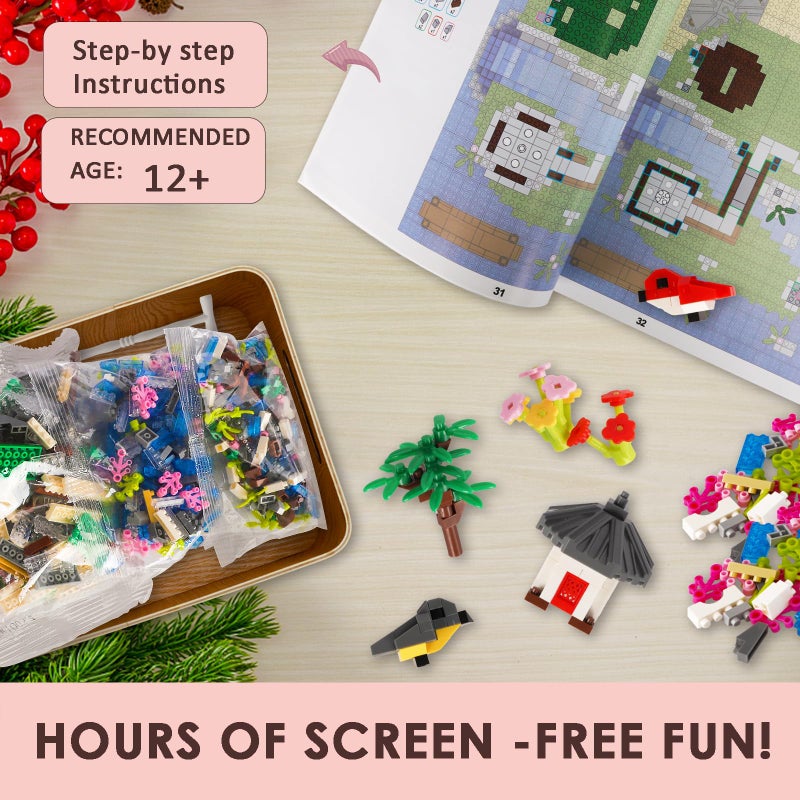Kitoyz Cherry Blossom Bonsai Tree Building Set, Chinese Architecture of Peach Blossom Micro Mini Building Blocks Set, Japanese Sakura Tree House Building Kit, for Kids Adults (3220 PCS) - Image 3